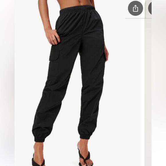 Good American size 1 Black Track Joggers with Elastic Waistband - Picture 1 of 9